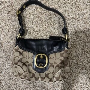 Coach Signature Black and Brown Shoulder Bag
